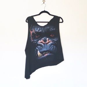 King Kong Muscle Tee Asymmetrical Black